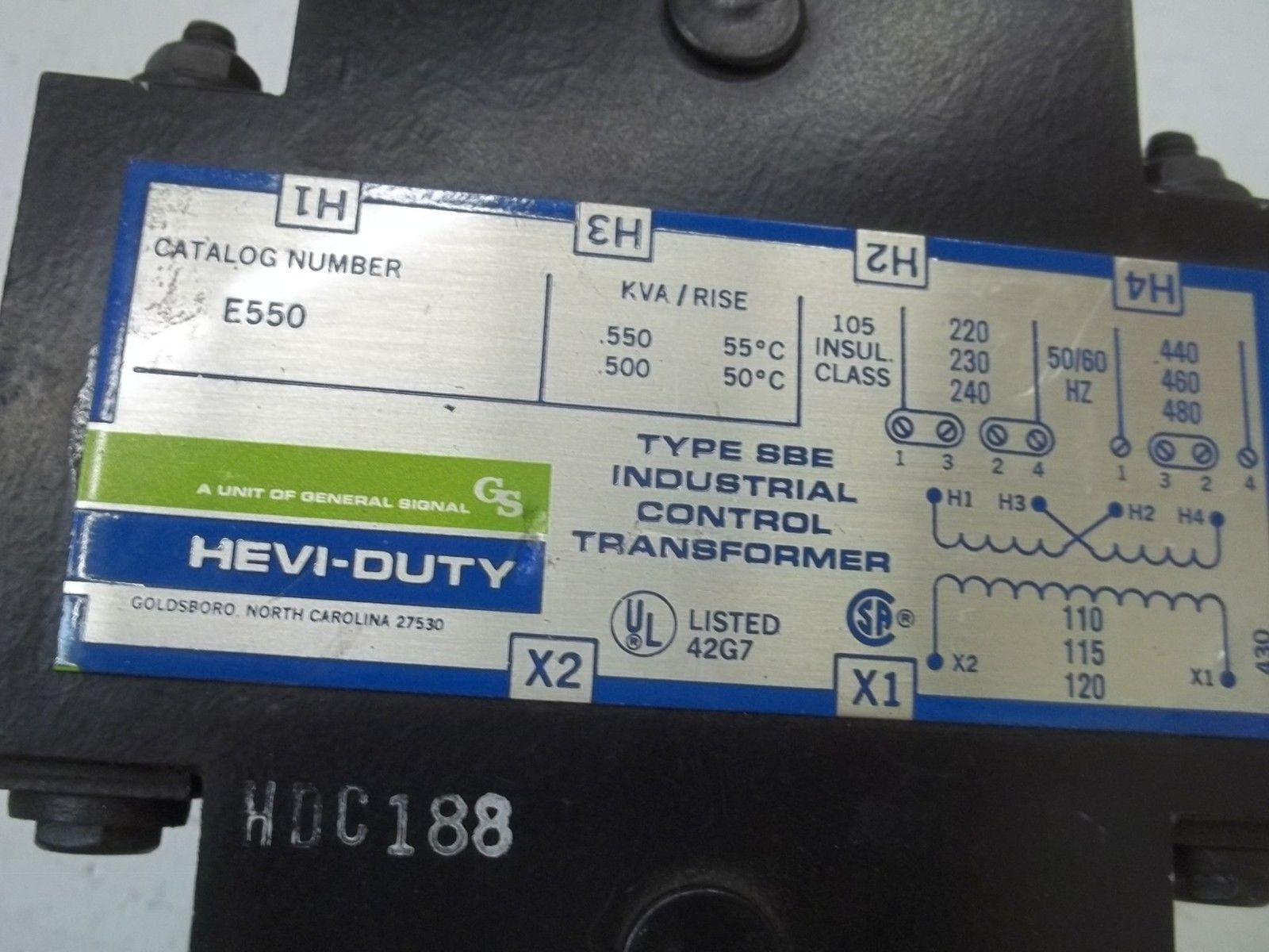 GENERAL SIGNAL E550 INDUSTRIAL CONTROL TRANSFORMER *NEW NO BOX*