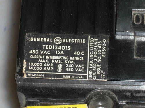 GE THED134015 CIRCUIT BREAKER *USED*