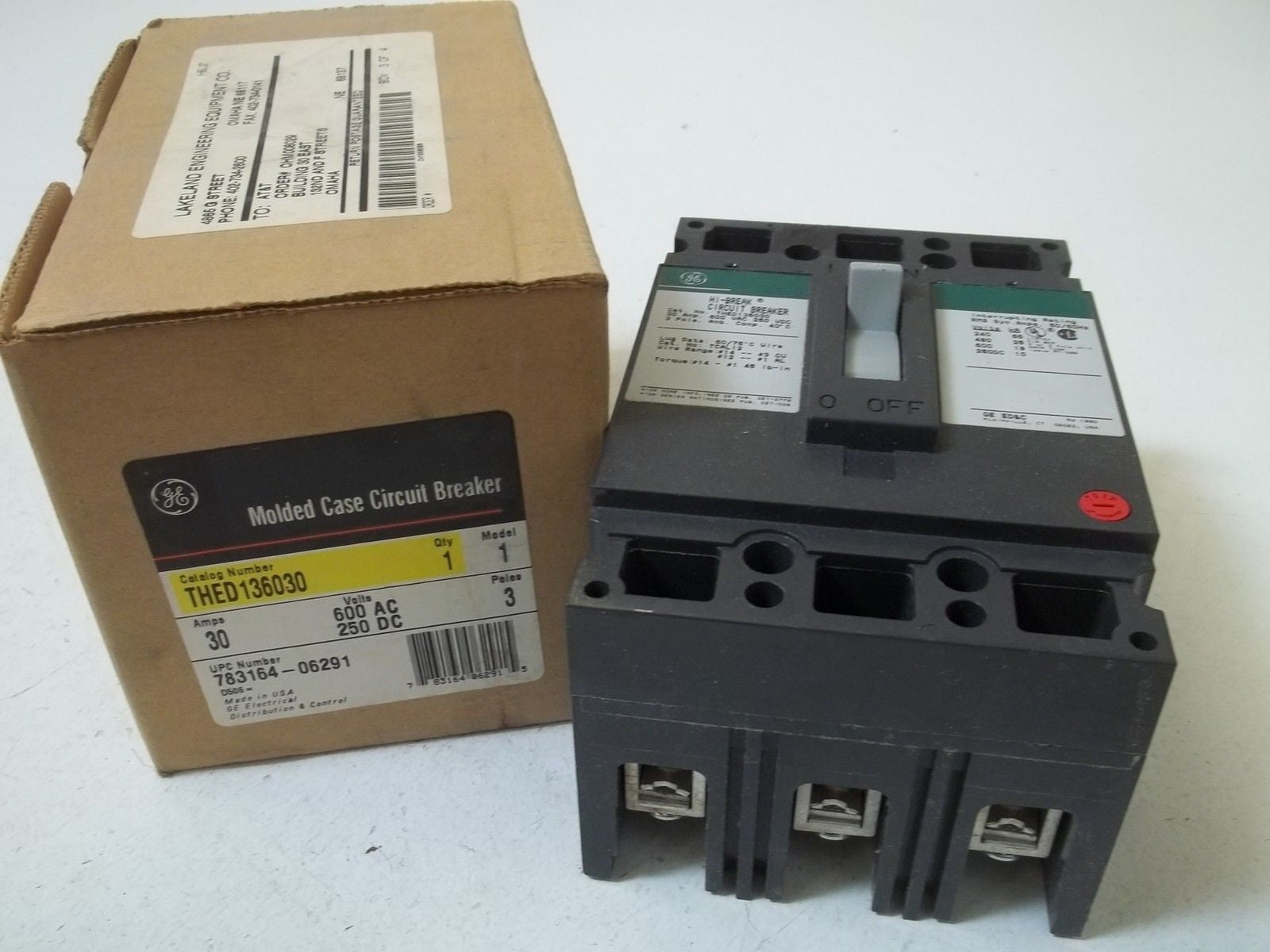 GENERAL ELECTRIC THED136030 CIRCUIT BREAKER 30A (GREEN) *NEW IN BOX*