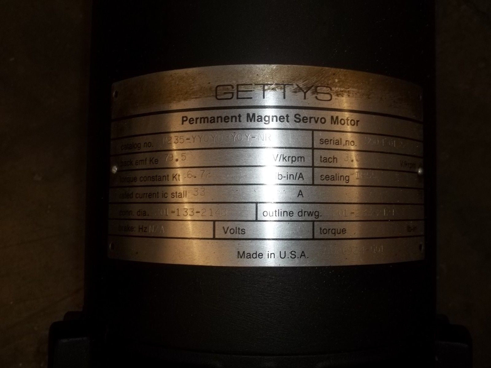 GETTYS M235-YY0Y03Y0Y-NR PERMANENT MAGNET SERVO MOTOR *USED*