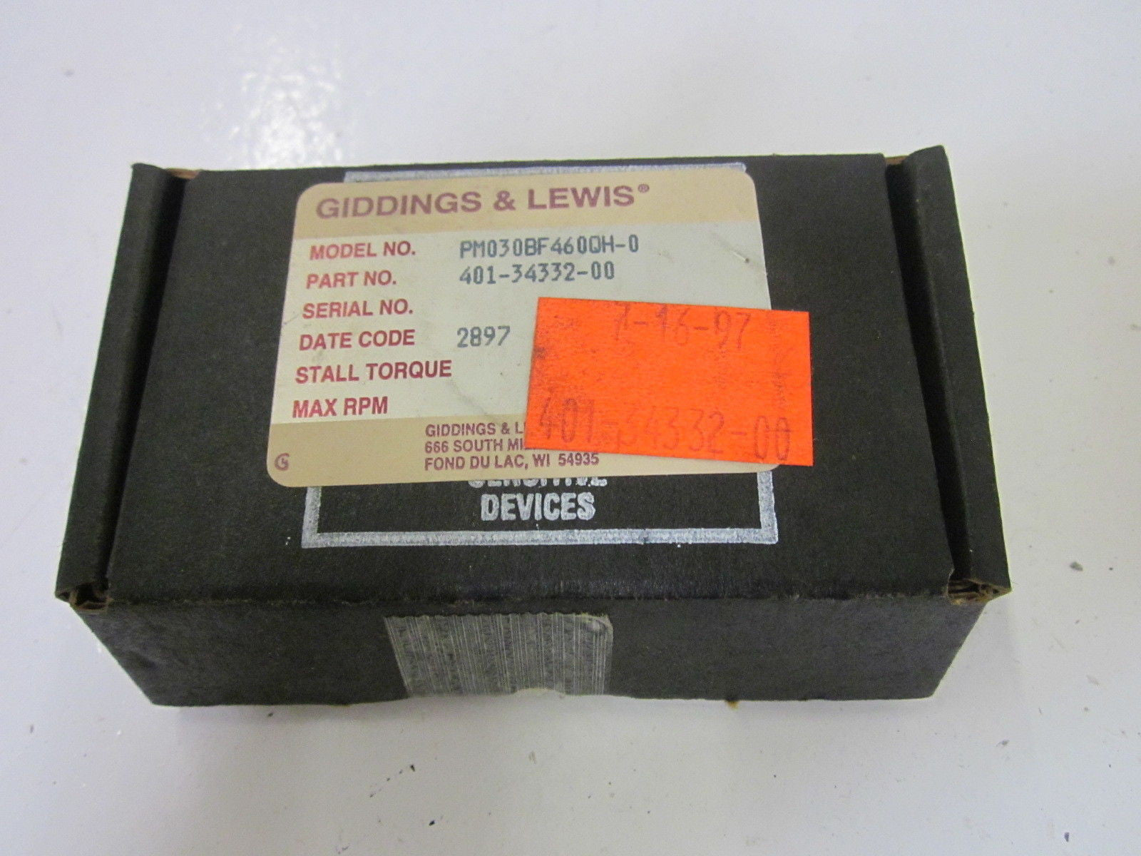 GIDDINGS & LEWIS PM030BF460QH-0 *NEW IN BOX*