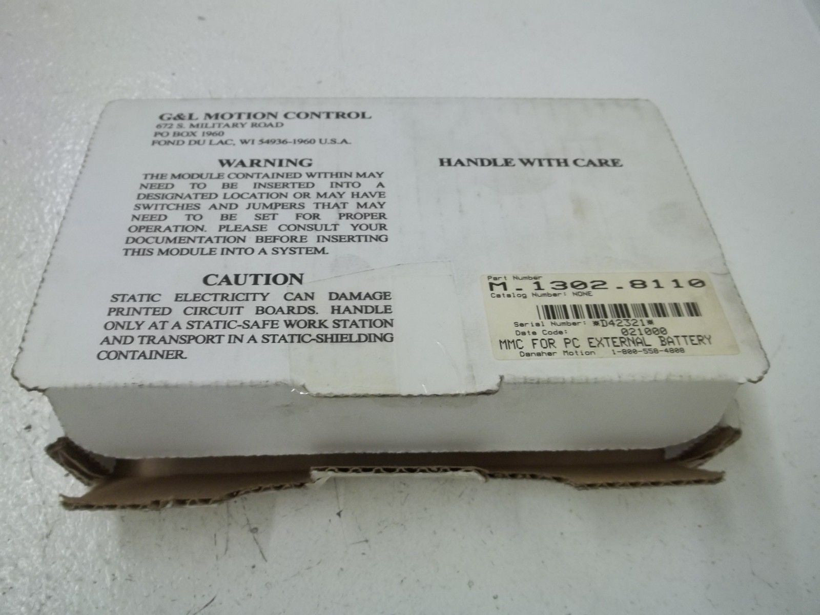 G & L MOTION CONTROL M-1302-8110 PC EXTERNAL BATTERY *NEW IN BOX*
