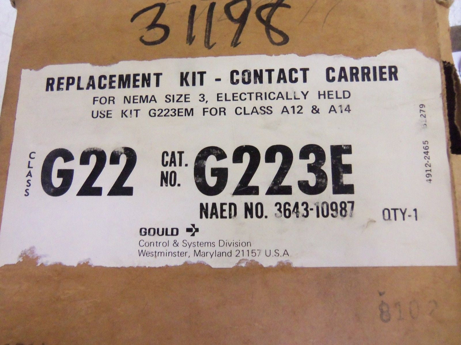 GOULD G223E REPLACEMENT KIT CONTACT *NEW IN BOX*
