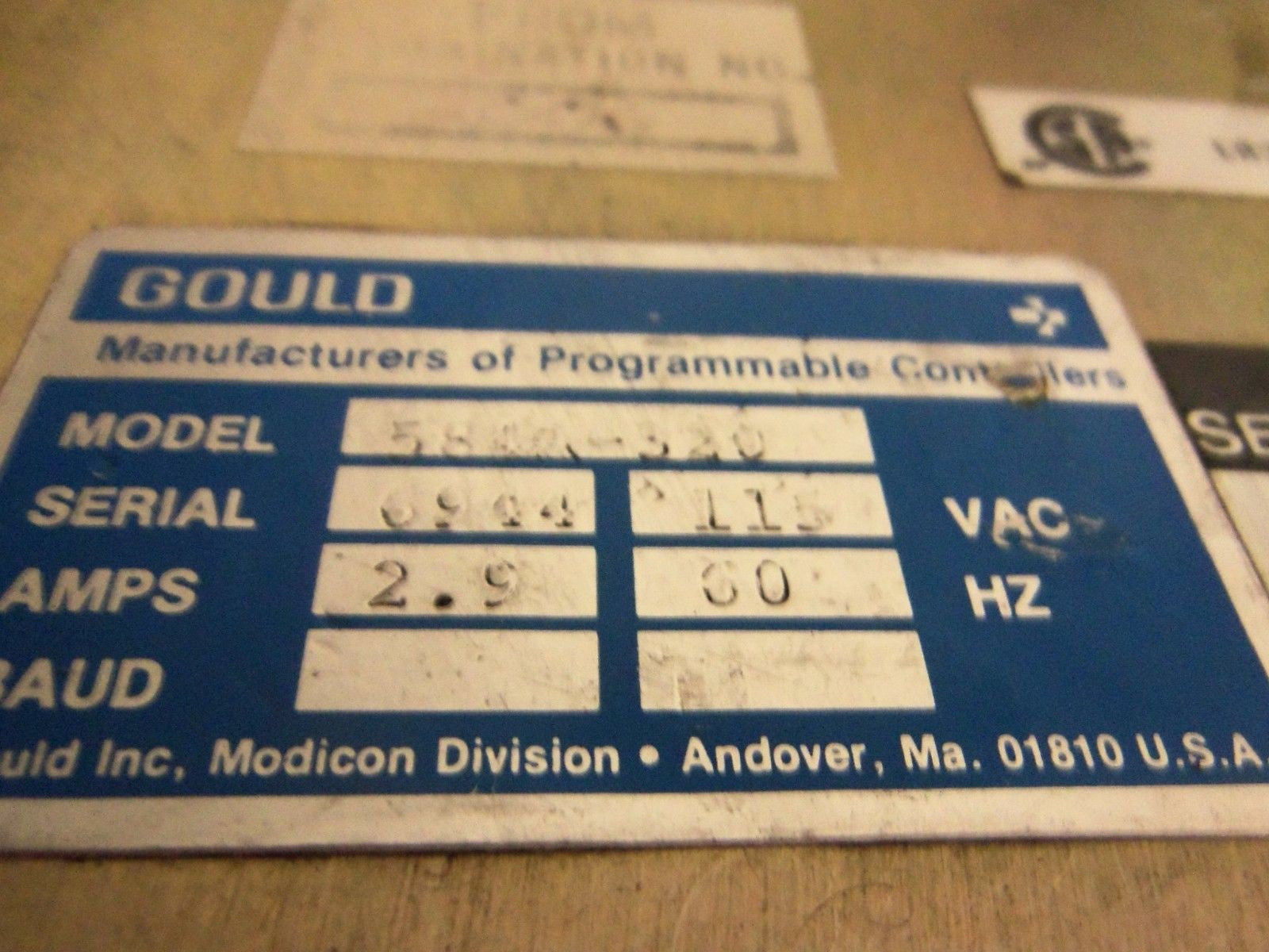 GOULD MODICON LEVEL-3 16K 3CARD CHASSIS 584 AS-584A-340 CONTROLLER MODULE *USED*