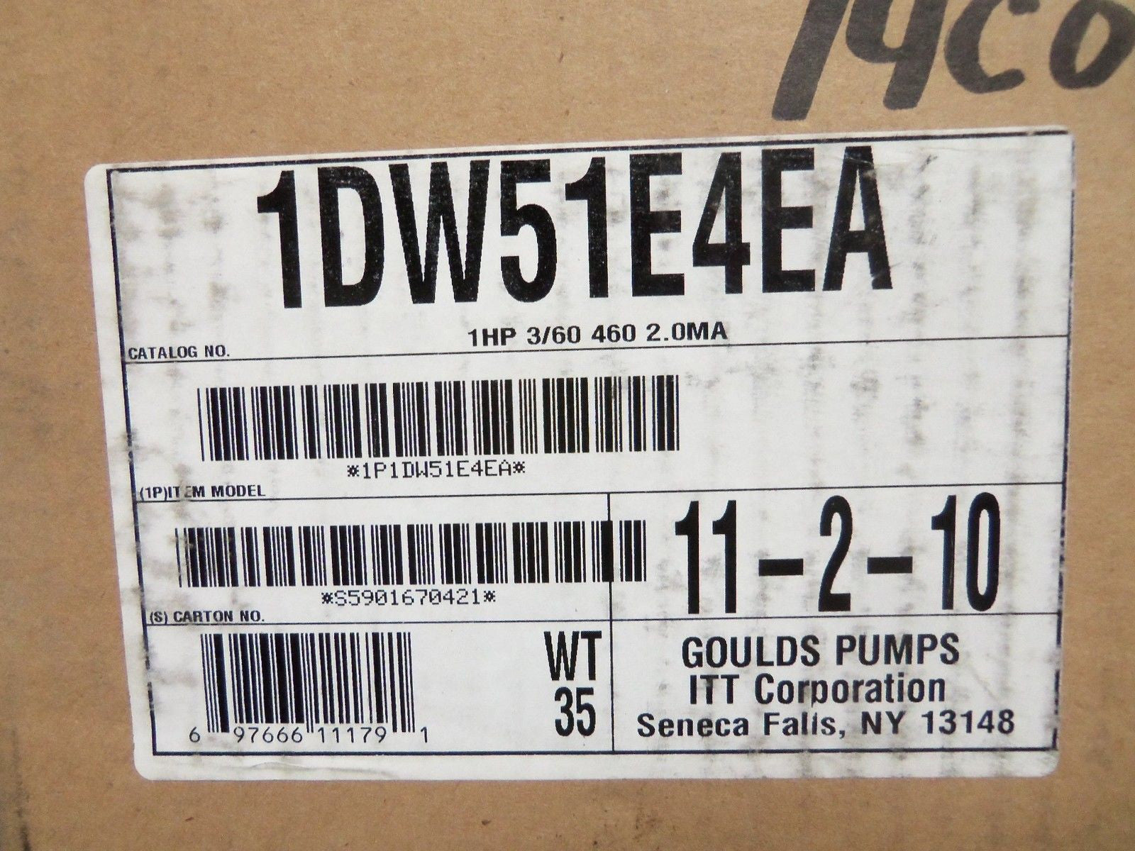 GOULDS PUMPS 1DW51E4EA WASTEWATER PUMP *NEW IN BOX*