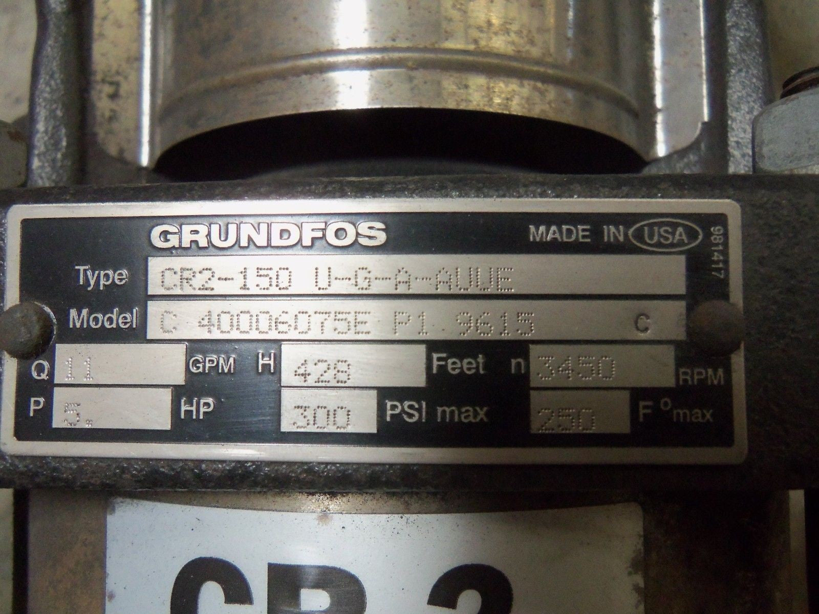 GROUNDFOS CR2-150U-G-A-AUUE PUMP (AS PICTURED) *USED*
