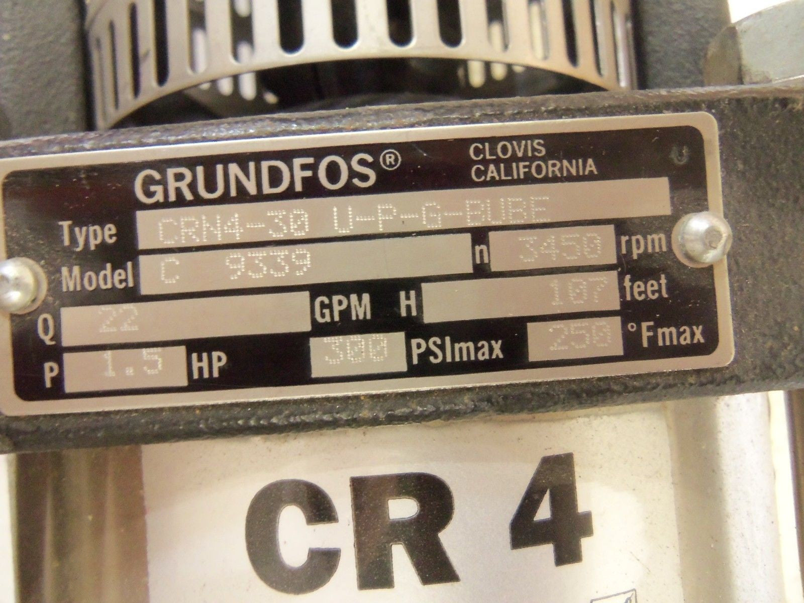 GRUNDFOS CR4-30N MOTOR *USED*
