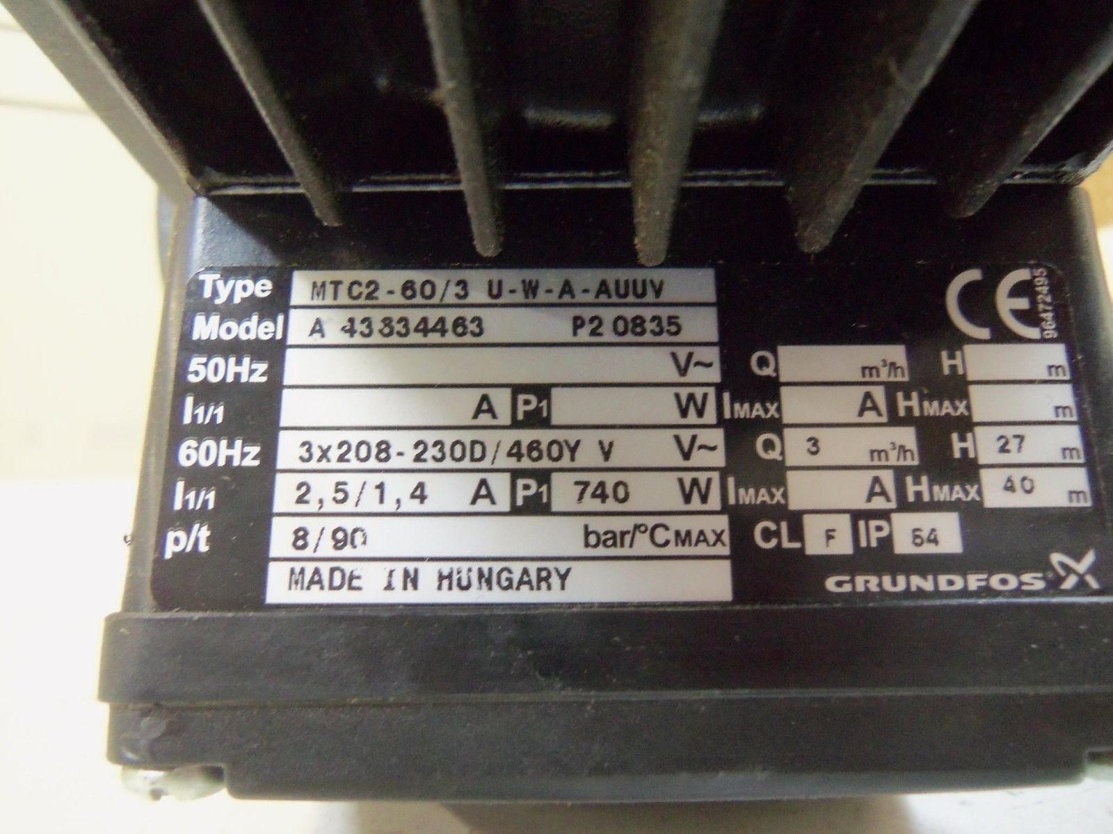 GRUNDFOS MTC2-60/3-U-W-A-AUUV *USED*