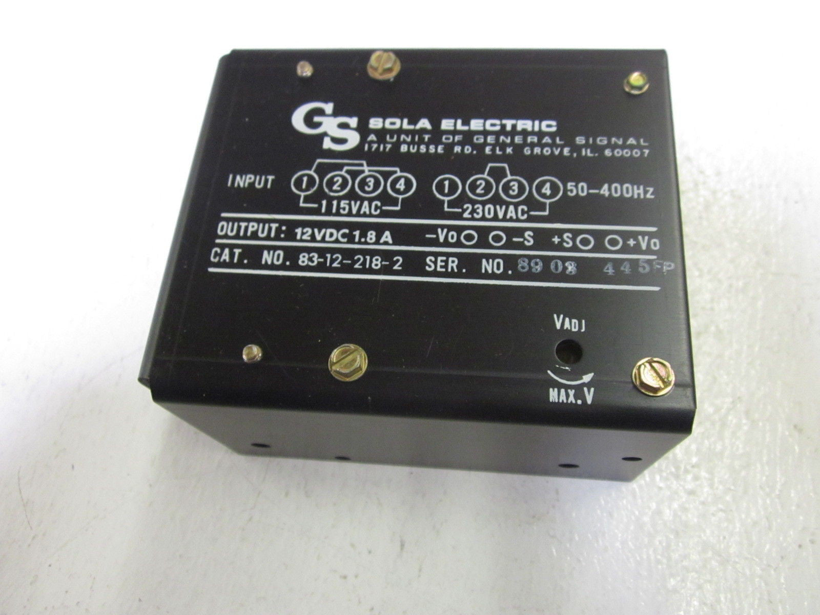 GS SOLA ELECTRIC 83-12-218-2 SER.8903 POWER SUPPLY *NEW NO BOX*