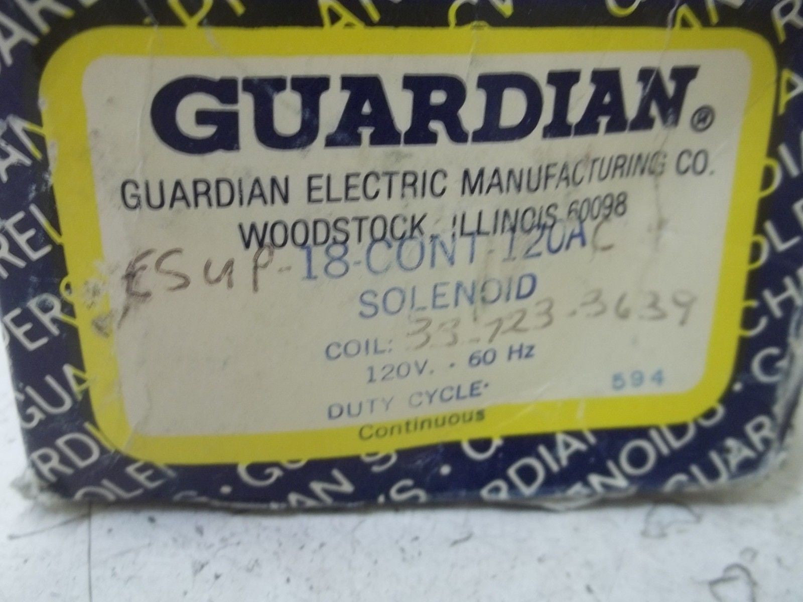 GUARDIAN 18-CONT-120A SOLENOID COIL 120V *NEW IN BOX*