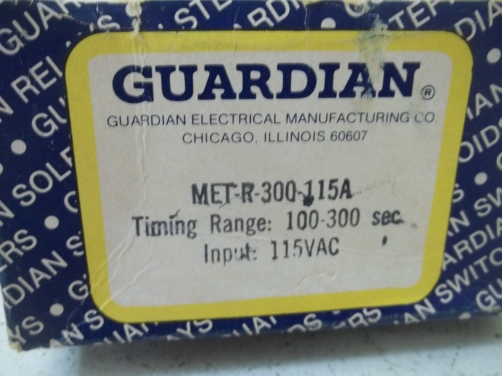 GUARDIAN MET-R-300-115A TIMER RELAY *NEW IN BOX*