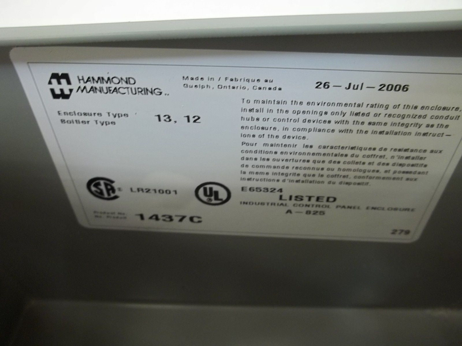 HAMMOND MANUFACTURING 1437C *NEW NO BOX*