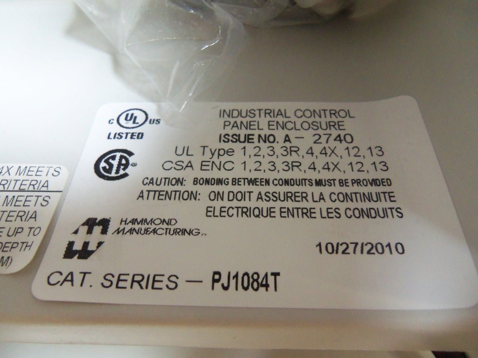 HAMMOND PJ1084T ENCLOSURE *NEW IN BOX*