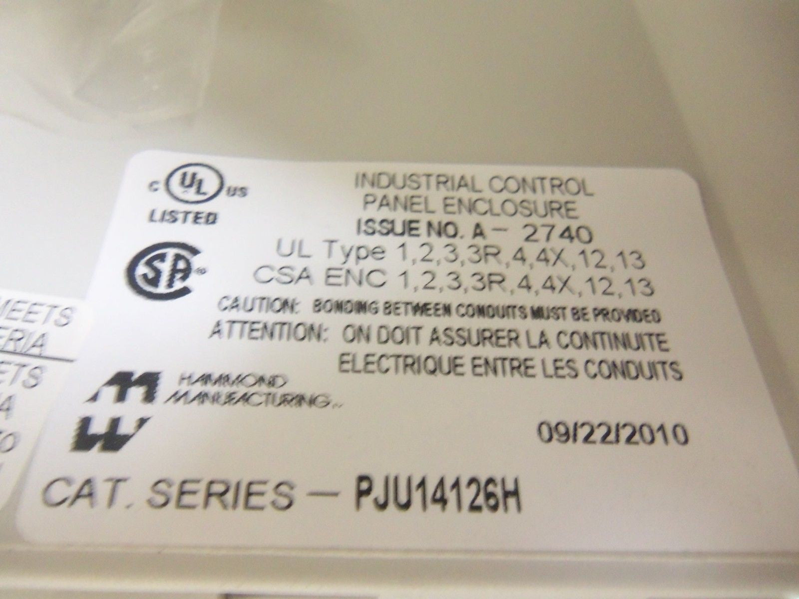 HAMMOND PJU14126H *NEW IN BOX*