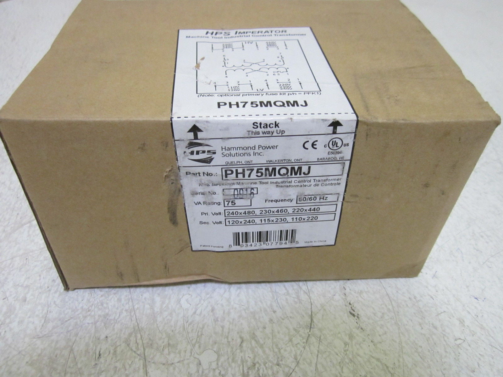 HAMMOND POWER SOLUNTIONS PH75MQM1 TRANSFORMER *NEW IN BOX*