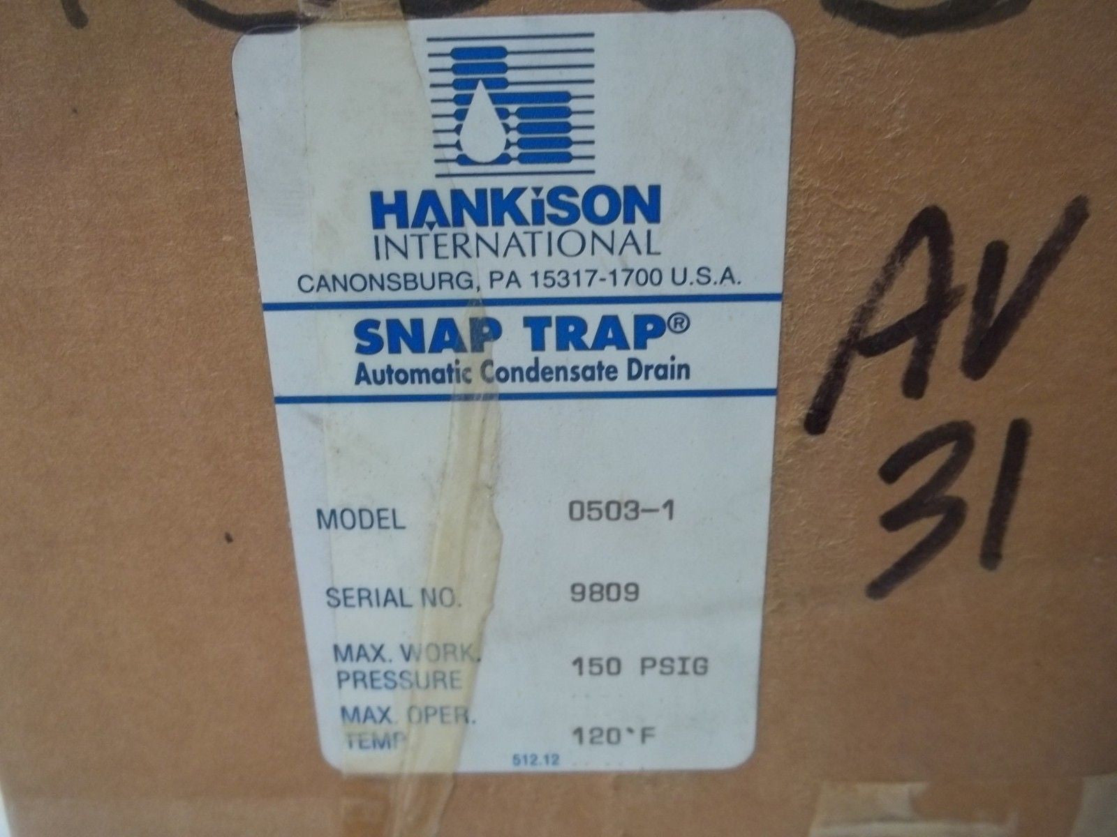 HANKISON 0503-1 SNAP TRAP *NEW IN BOX*