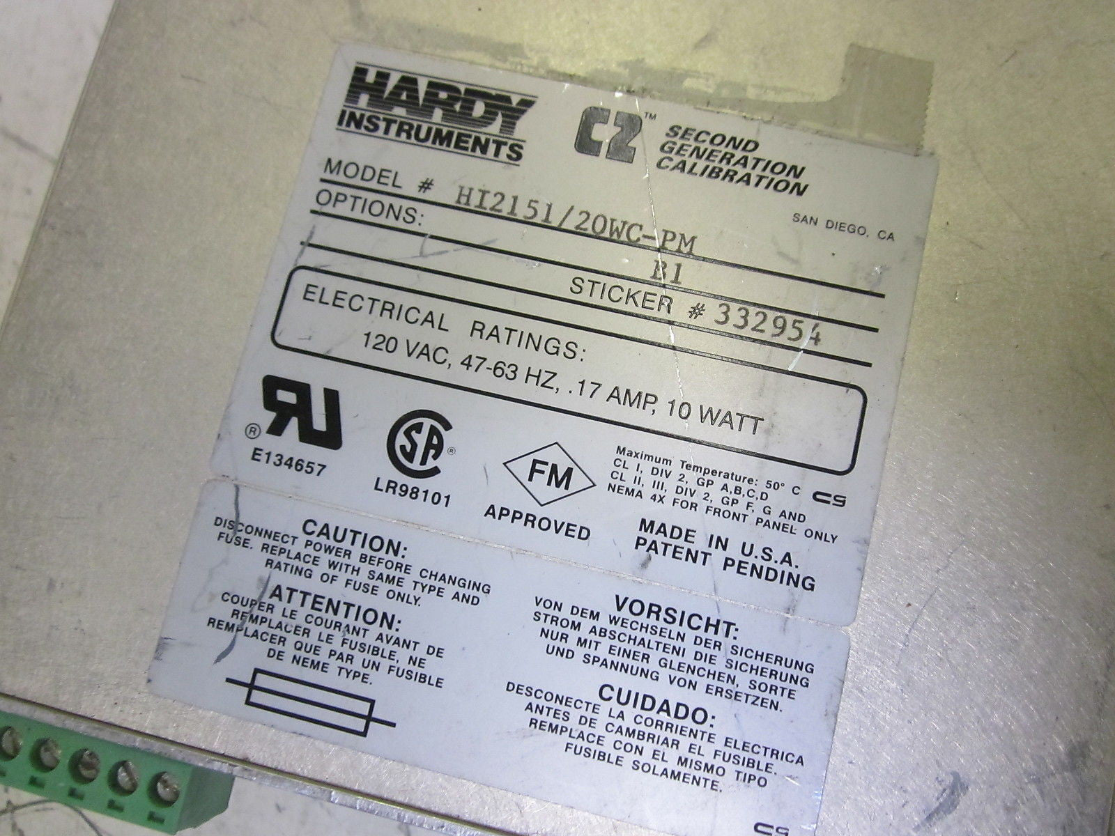 HARDY INSTRUMENTS HI2151/20WC-PM WAVERSAVER CONTROLLER 120V *USED*
