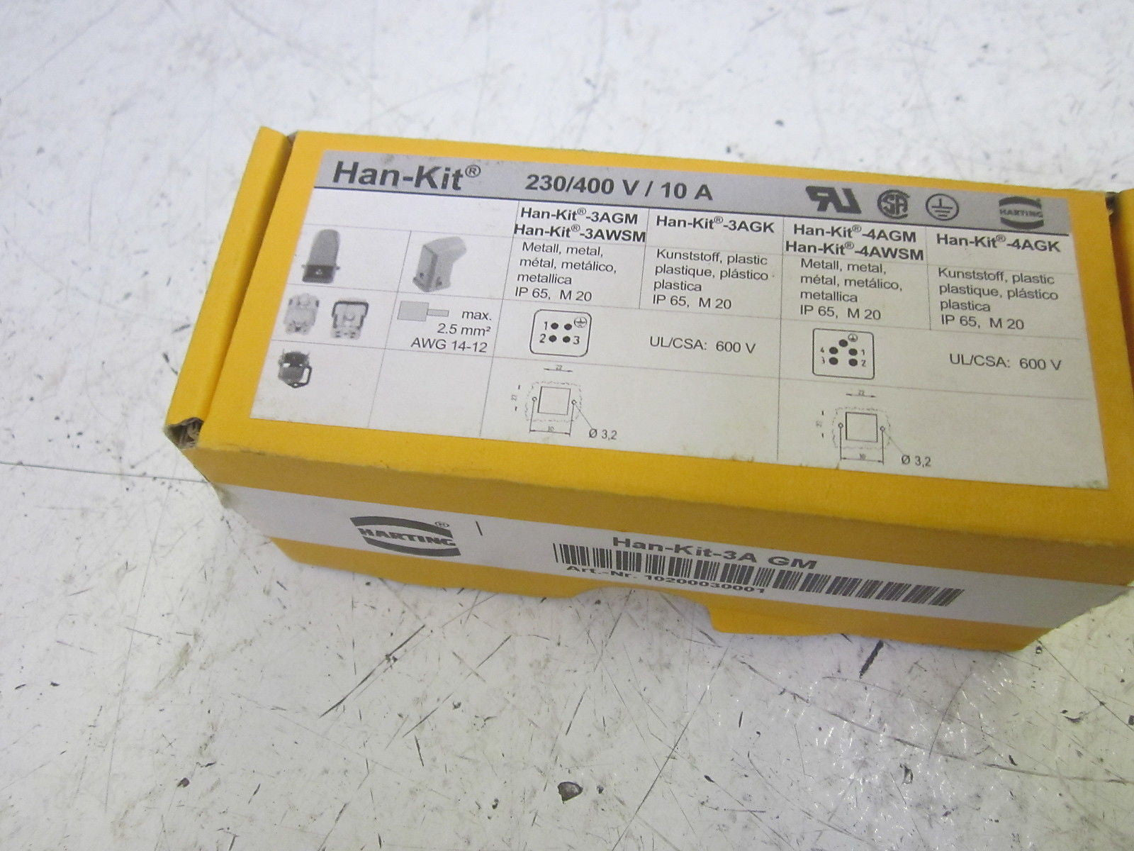 HARTING HAN-KIT-3A GM HAN-KIT 10200030001 10A 230/400V *NEW IN BOX*