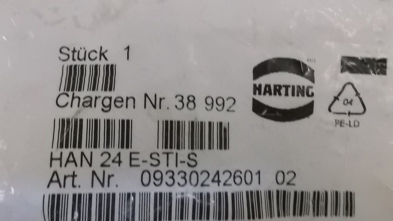 HARTING HAN24E-STI-S CONNECTOR INSERT 24PIN SCREW CONNECTOR *NEW IN FACTORY BAG*