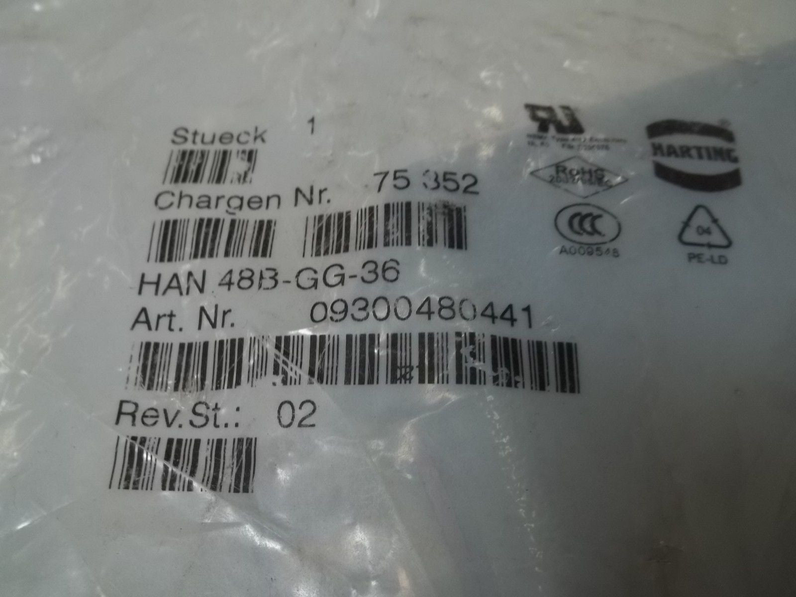HARTING HAN48B-GG-36 SOCKET CASING *NEW IN A FACTORY BAG*