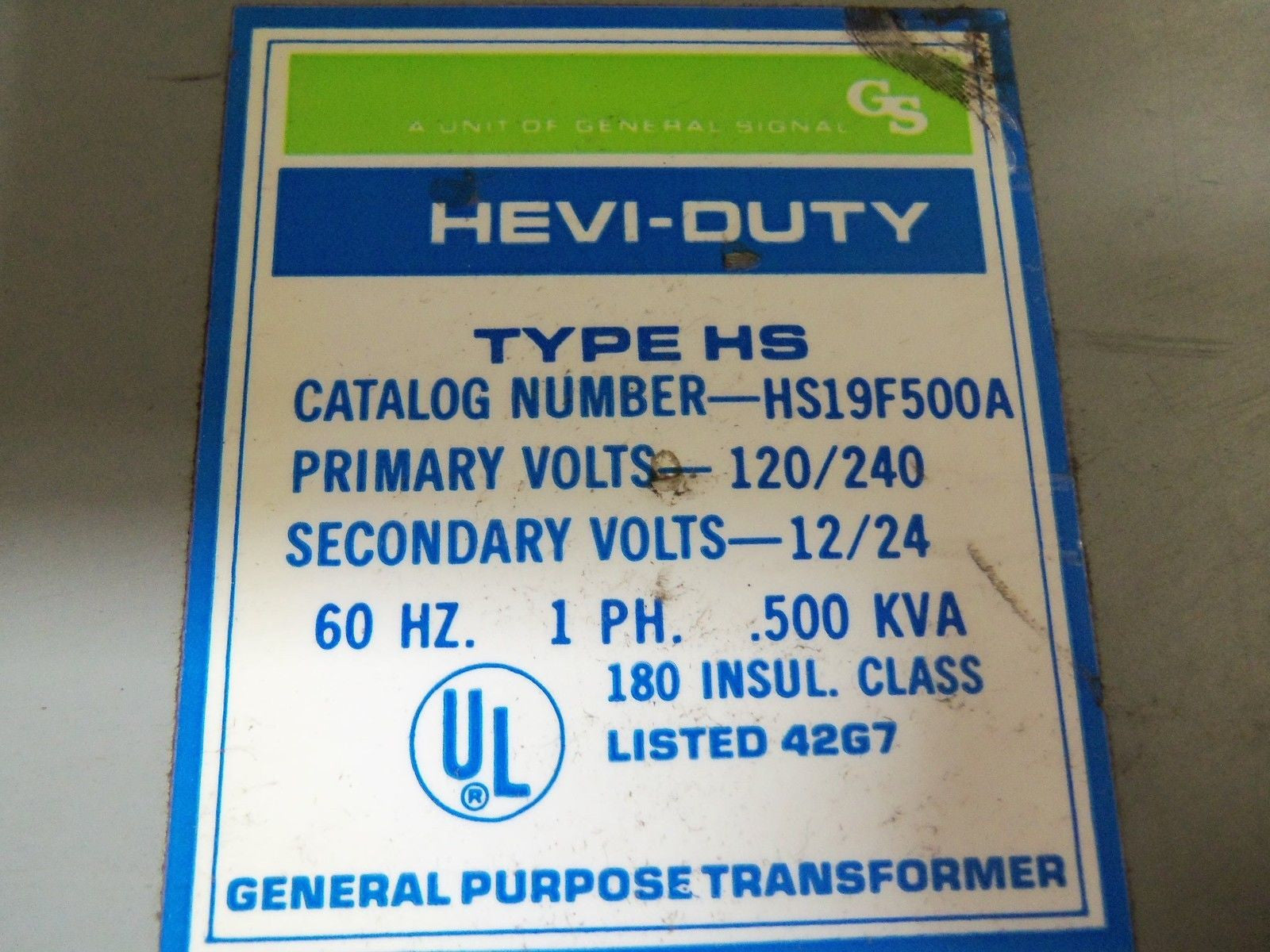 HEVI-DUTY HS19F500A GENERAL PURPOSE TRANSFORMER *NEW NO BOX*