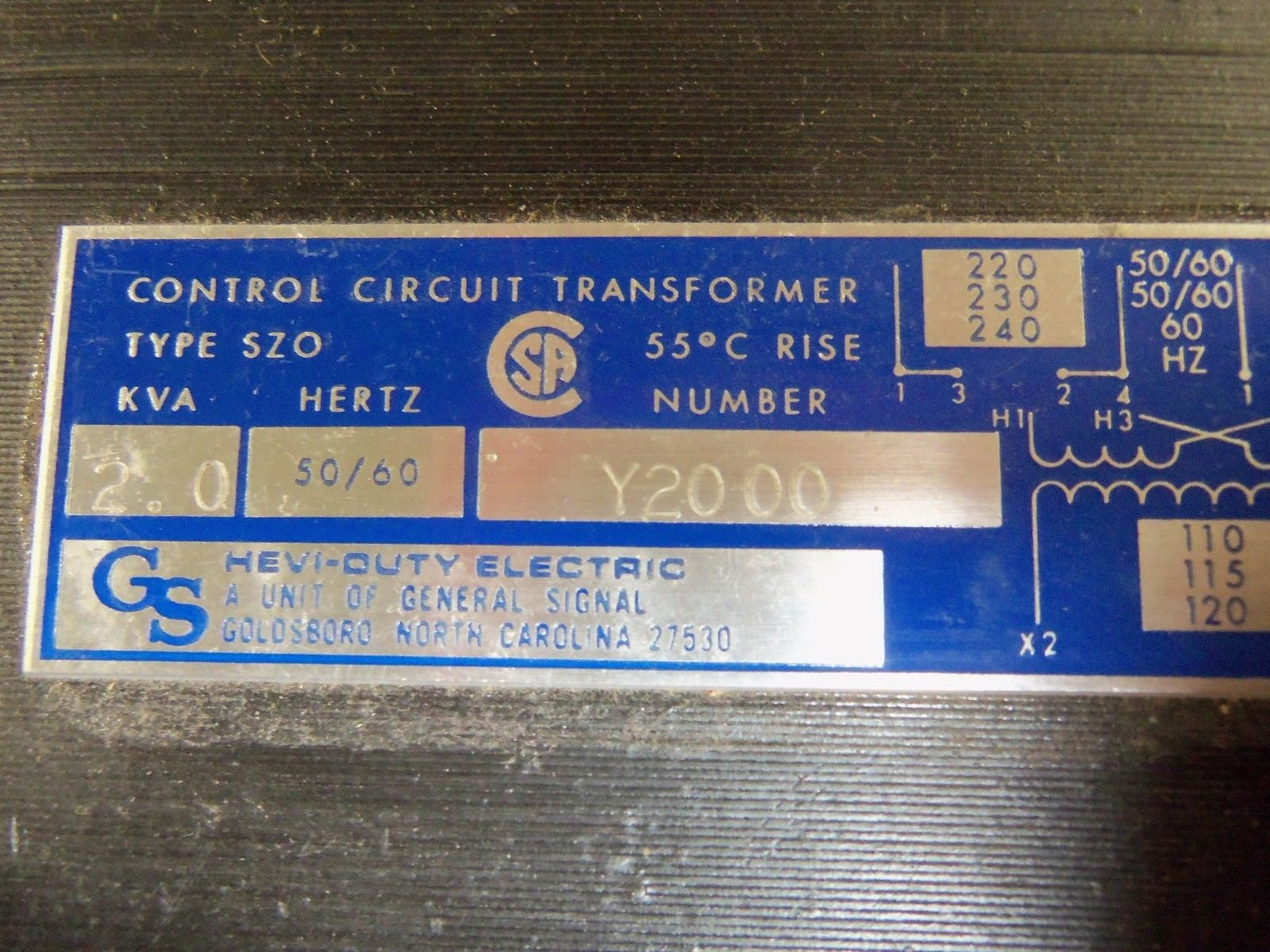 HEVI-DUTY Y2000 TRANSFORMER *USED*
