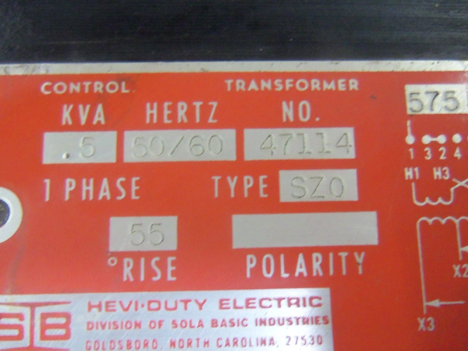 HEVI DUTY 47114 TRANSFORMER *USED*