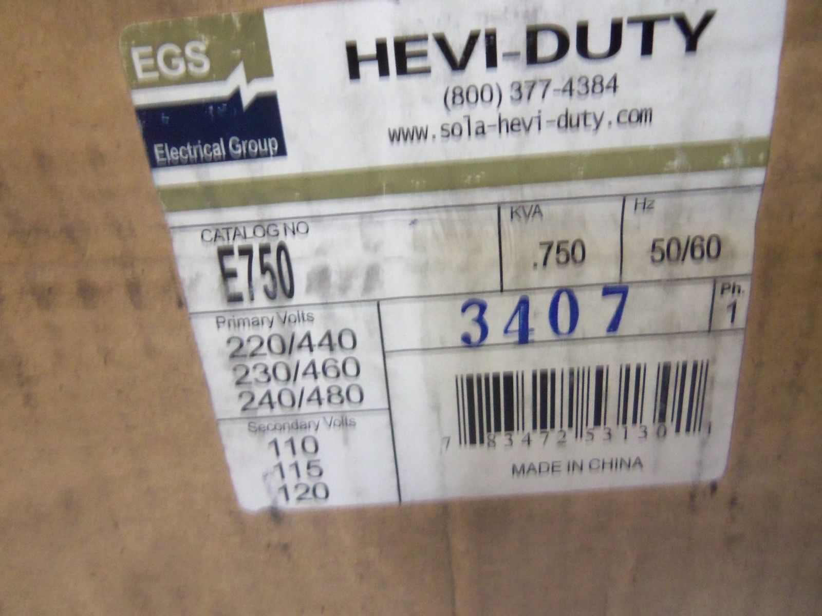 HEVI DUTY E750 *NEW IN BOX*