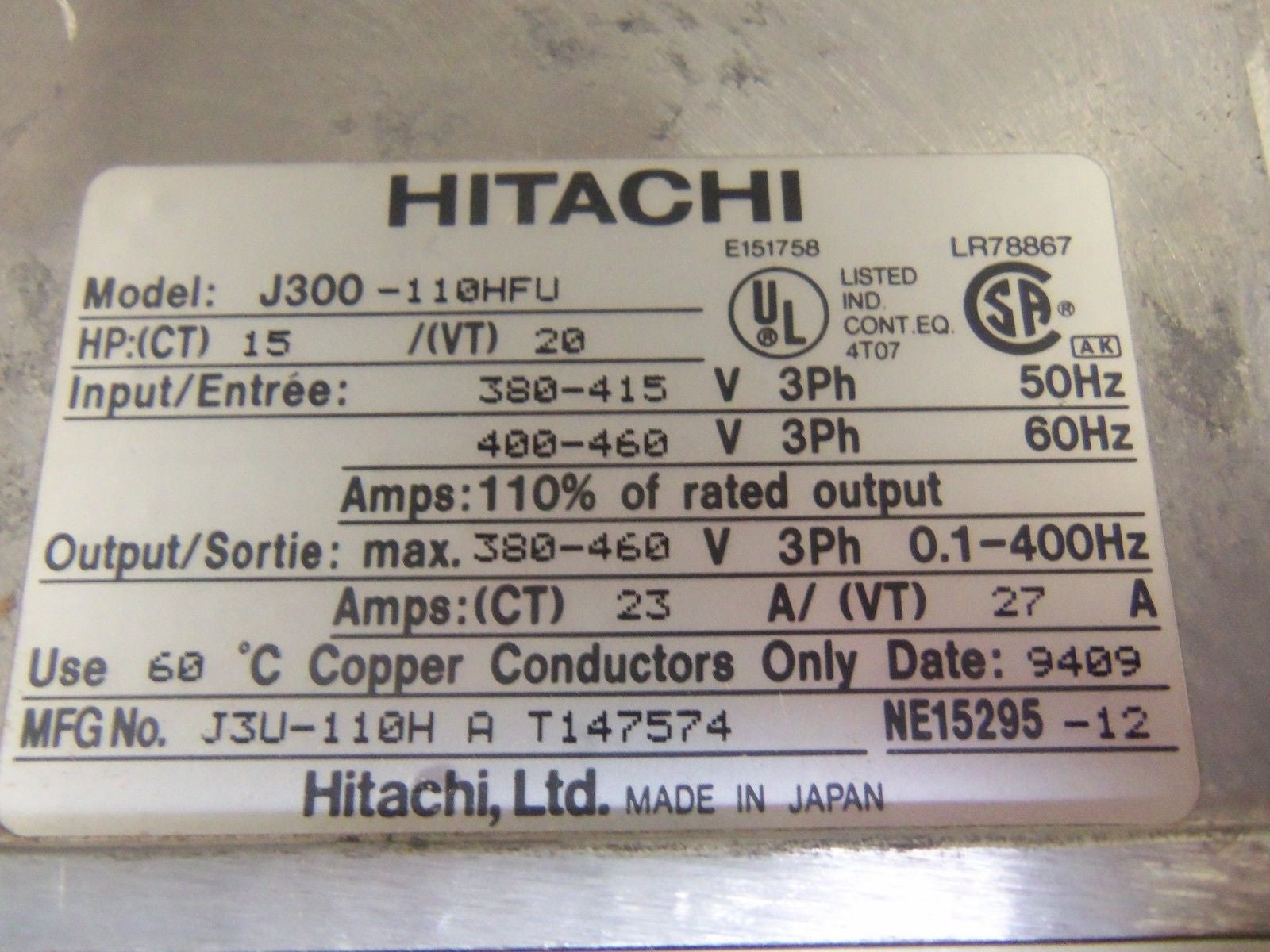 HITACHI J300-110HFU *USED*