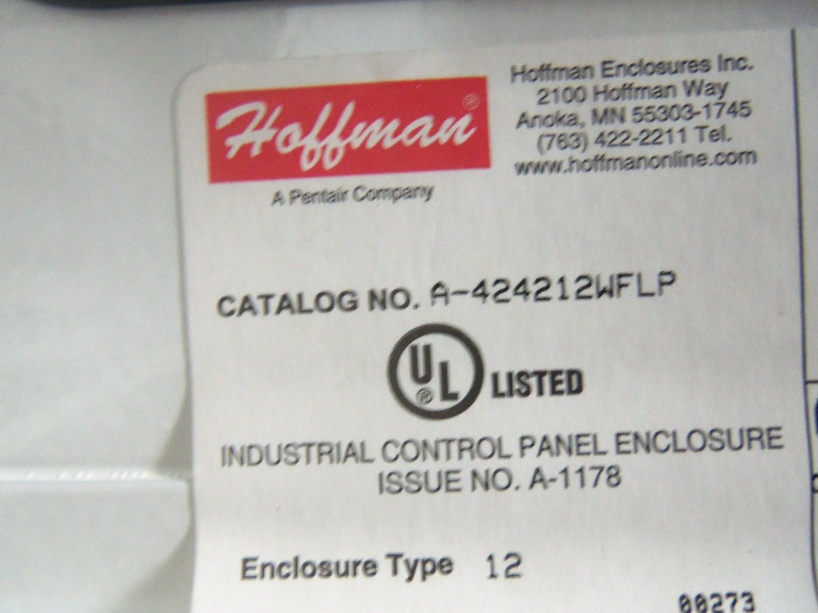 HOFFMAN A-424212WFLP W/ ABB CUTLER HAMMER AND SCHNEIDER *NEW NO BOX*
