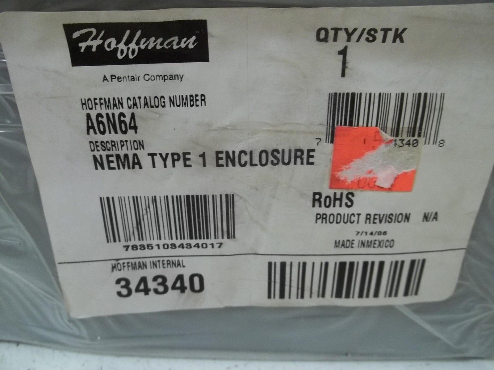 HOFFMAN A6N64 NEMA TYPE 1 ENCLOSURE * NEW IN ORIGINAL PACKAGE  *