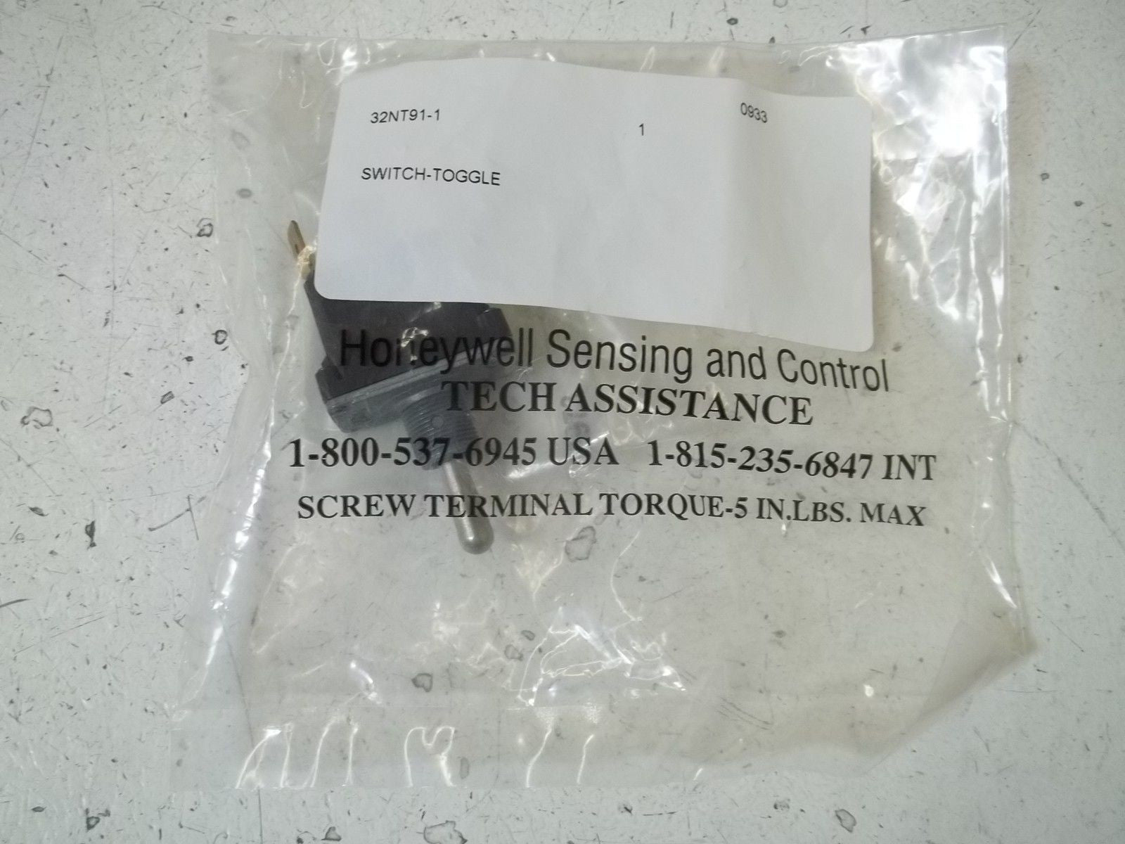 HONEYWELL 32NT91-1 TOGGLE SWITCH *NEW IN A FACTORY BAG*