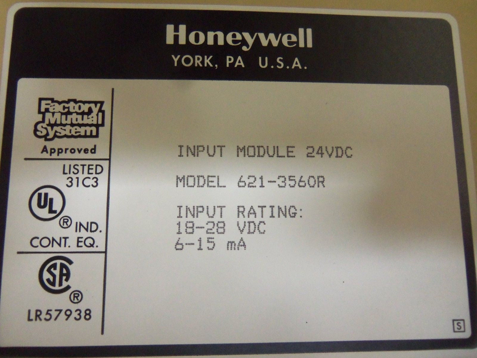 HONEYWELL 621-3560R INPUT MODULE *USED*