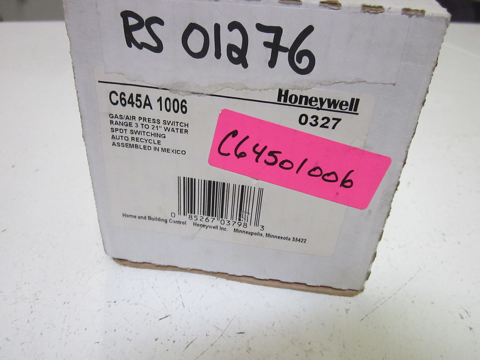 HONEYWELL C645A1006 GAS/AIR PRESSURE SWITCH *NEW IN BOX*