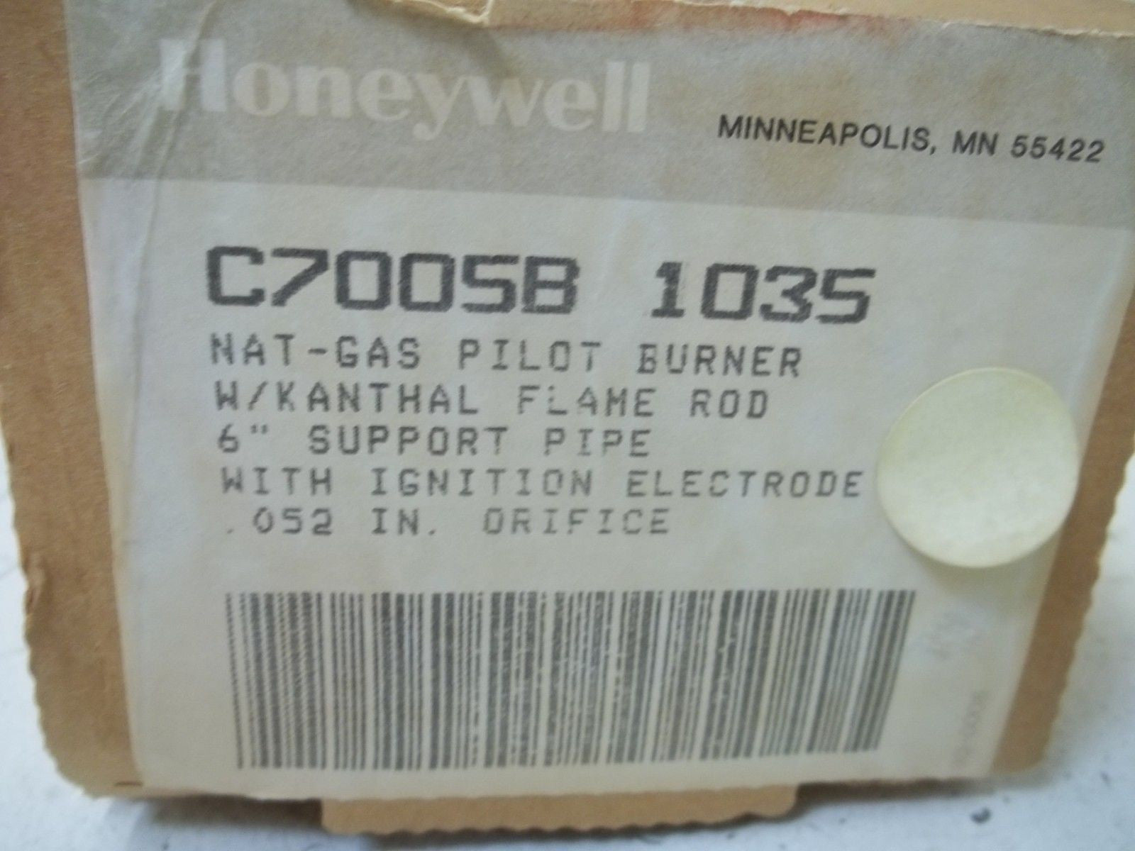 HONEYWELL C7005B1035 NAT-GAS PILOT BURNER W/KANTHAL FLAME ROD *NEW IN BOX*