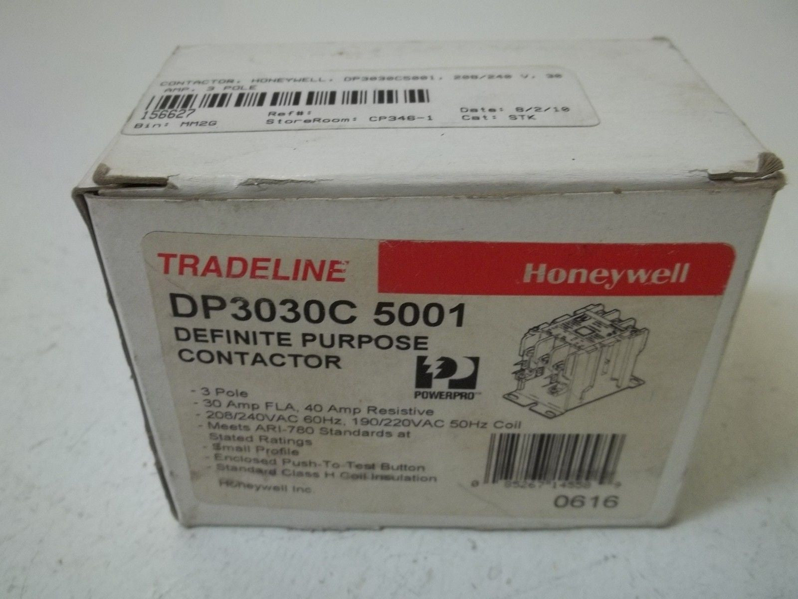 HONEYWELL DP3030C 5001 DEFINITE PURPOSE CONTACTOR 30AMP 208/240VAC*NEW IN BOX*