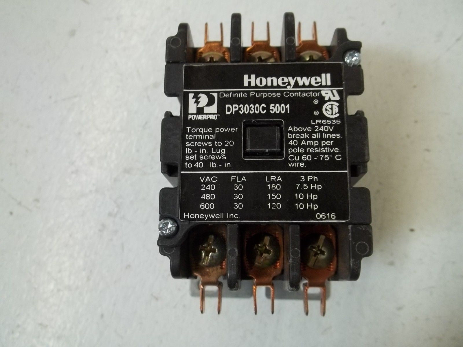 HONEYWELL DP3030C 5001 DEFINITE PURPOSE CONTACTOR 30AMP 208/240VAC*NEW IN BOX*
