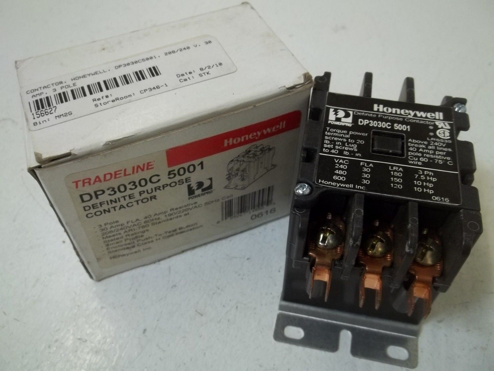 HONEYWELL DP3030C 5001 DEFINITE PURPOSE CONTACTOR 30AMP 208/240VAC*NEW IN BOX*