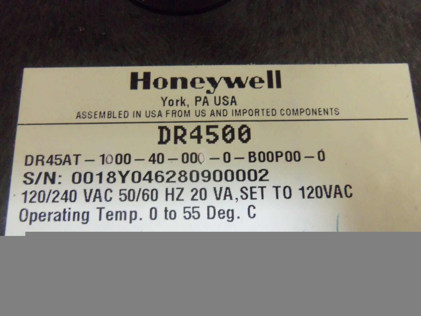 HONEYWELL DR45AT-1000-40-000-0-B00P00-0 CHART RECORDER *USED*