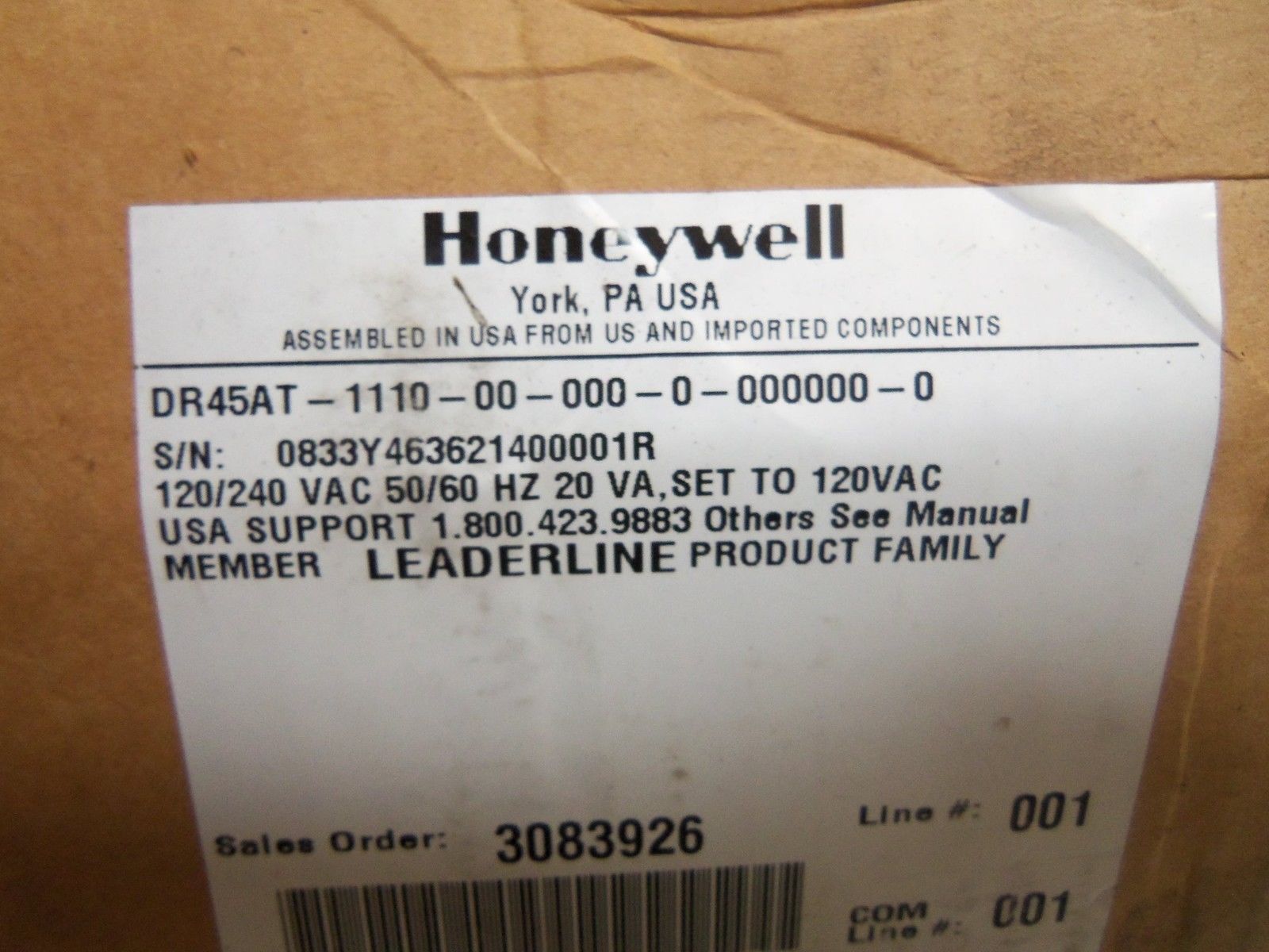 HONEYWELL DR4500 DR45AT-1110-00-000-0-000000-0 CHART RECORDER *NEW IN BOX*