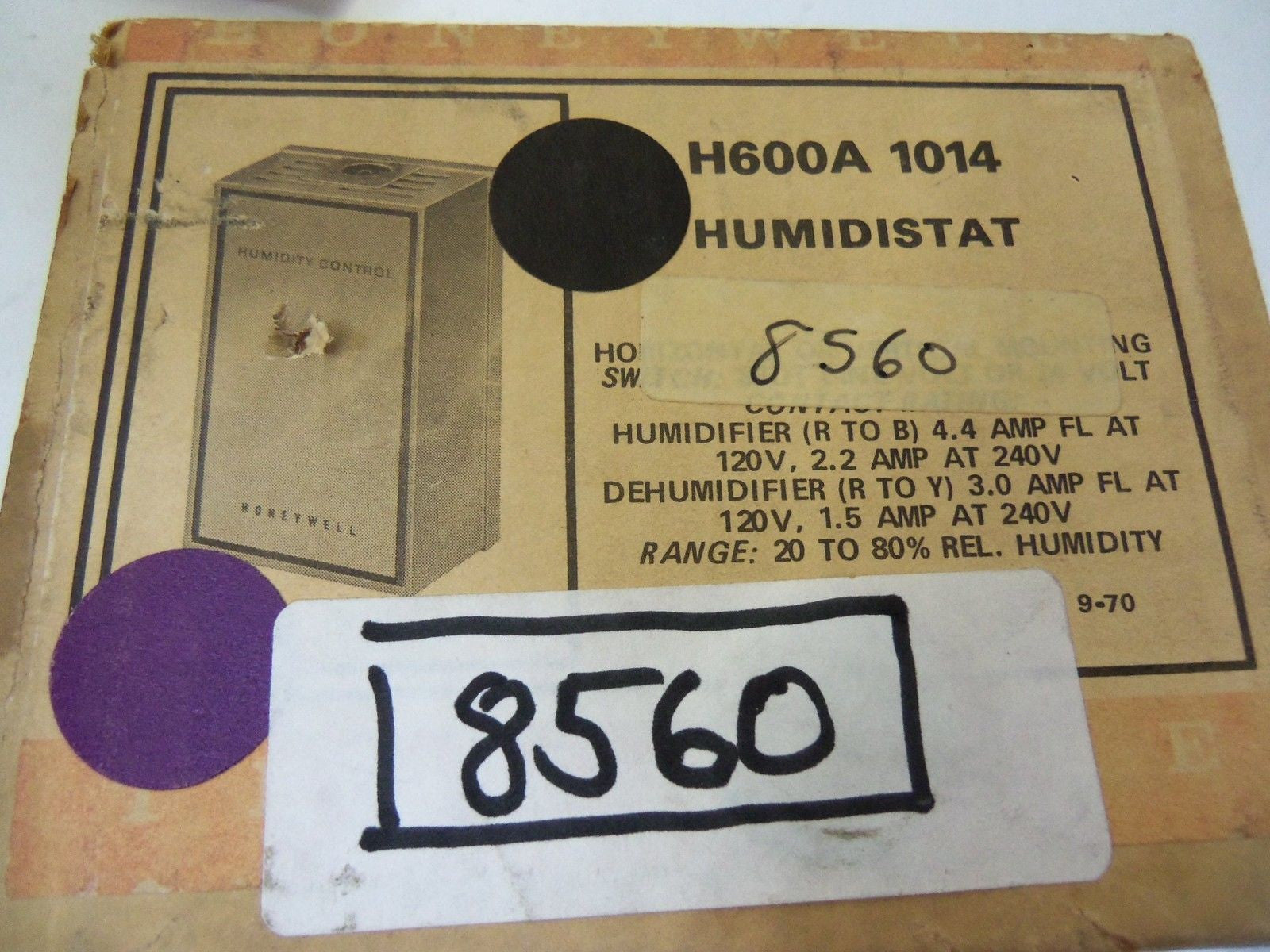 HONEYWELL H600A1014 HUMIDITY CONTROL *NEW IN BOX*