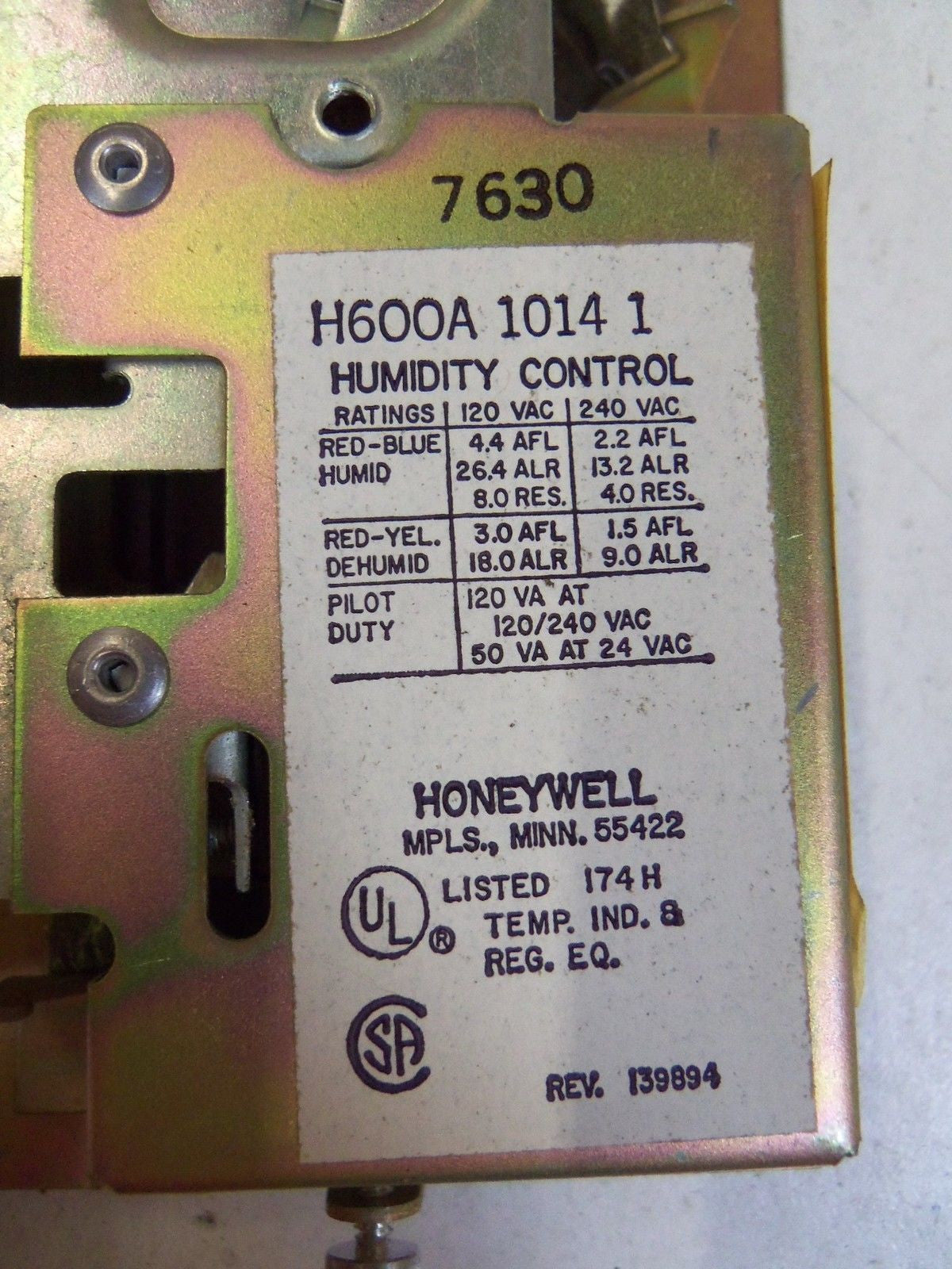HONEYWELL H600A1014 HUMIDITY CONTROL *NEW IN BOX*