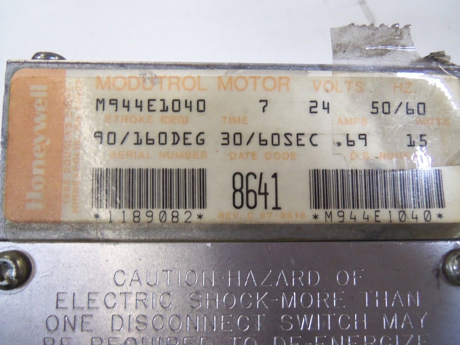 HONEYWELL M944E1040 MODUTROL MOTOR 90/160 DEG 30/60 SEC .69A 15W *USED*
