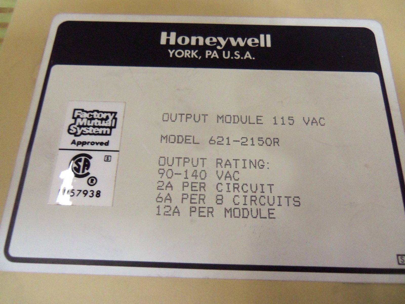 HONEYWELL 621-2150R OUTPUT MODULE *USED*