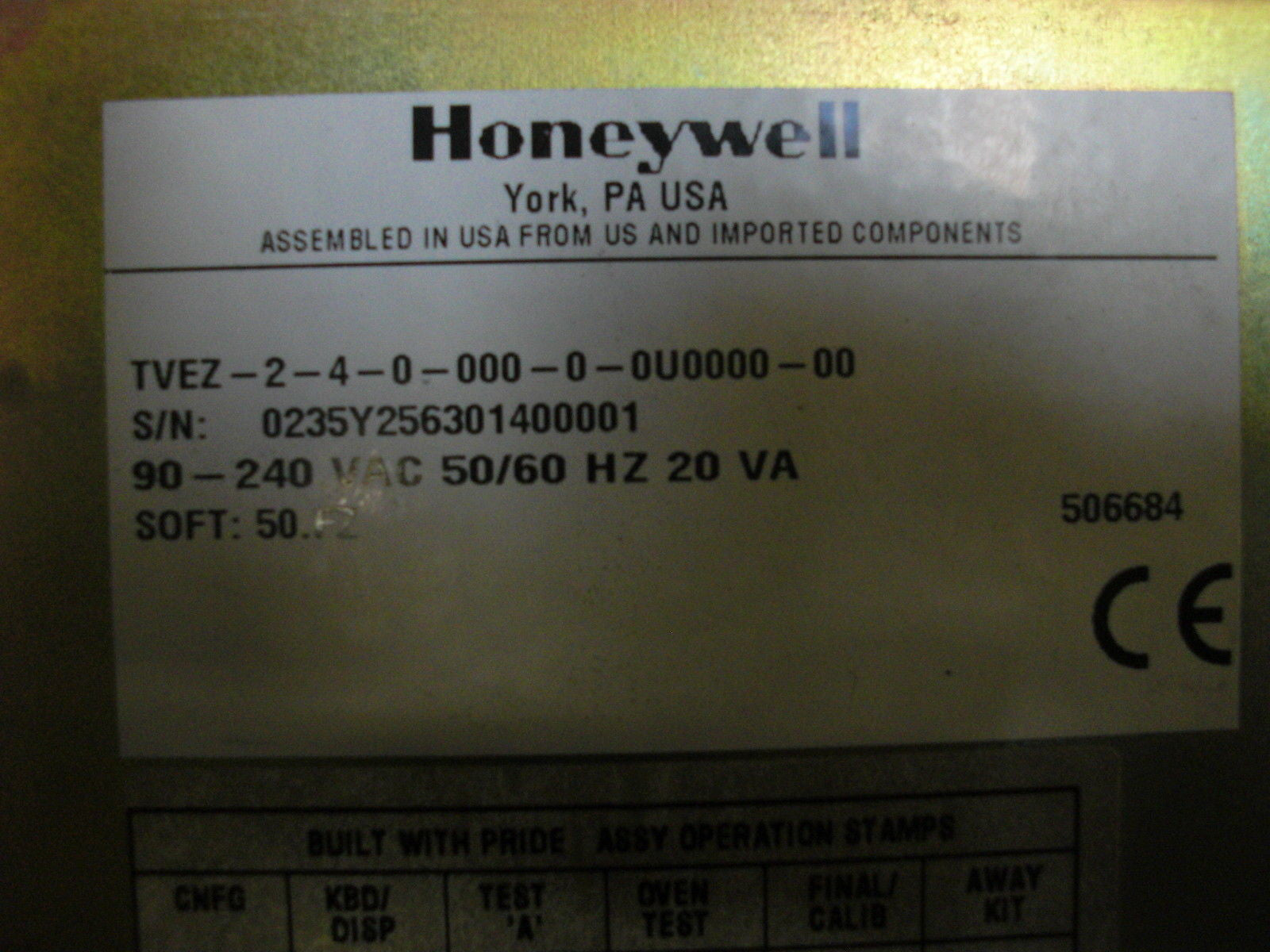 HONEYWELL TVEZ-2-4-0-000-0-0U0000-00 *USED*