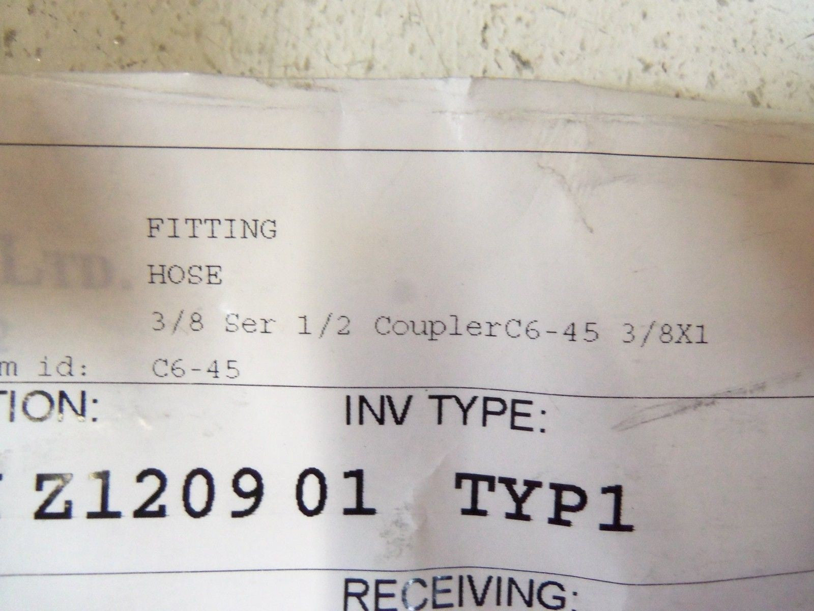 HOSE FITTING 3/8" X 1/2" COUPLER C6-45   *NEW NO BOX*