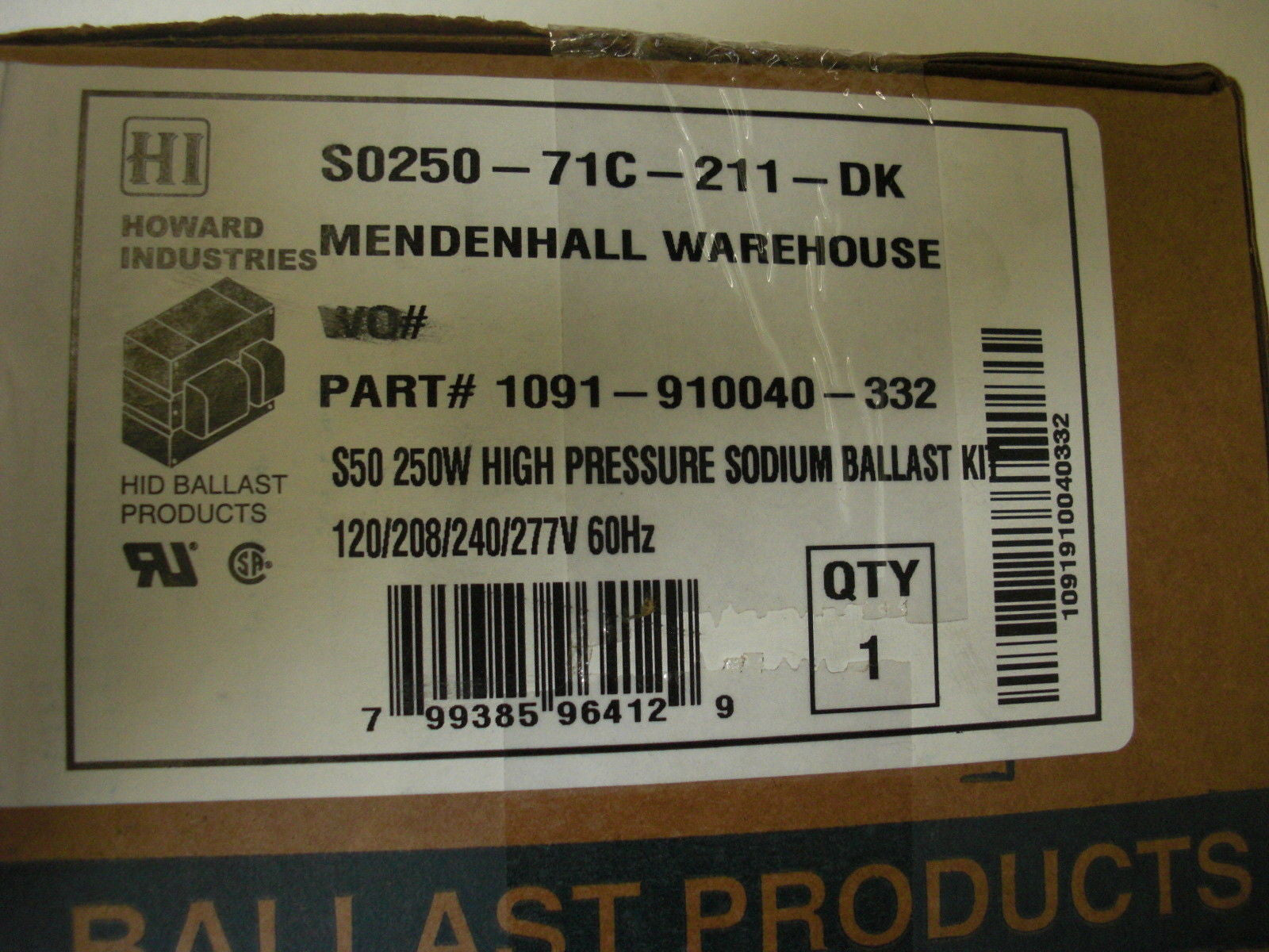 HOWARD INDUSTRIES 1091-910040-332 * NEW IN BOX*