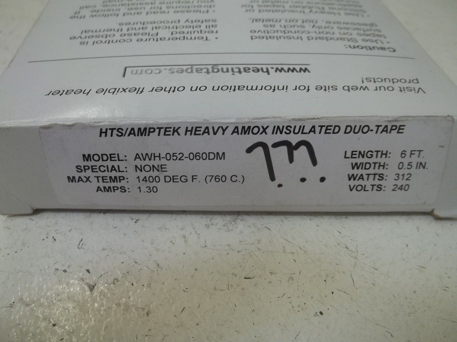 HTS/AMPTEK AWH-052-060DM FLEXIBLE ELECTRIC HEATING TAPE PRODUCTS *NEW IN BOX*