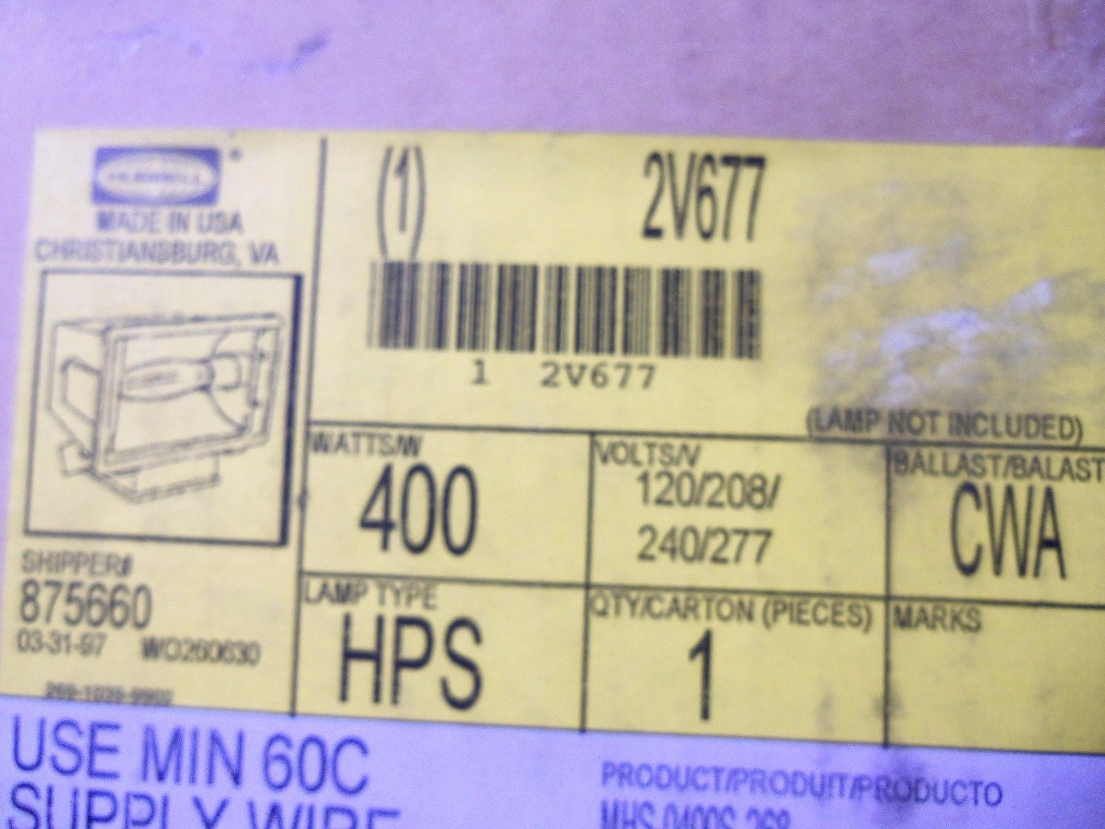 HUBBELL 2V677 *NEW IN BOX*