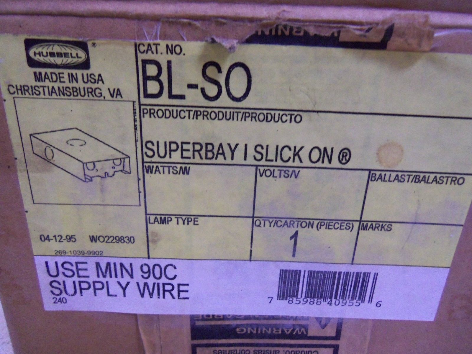 HUBBELL BL-S0 *NEW IN BOX*